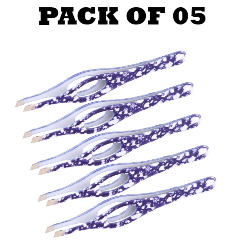 Forgica Professional Stainless Steel Paper Coated With Whole Tweezers Pack of 05